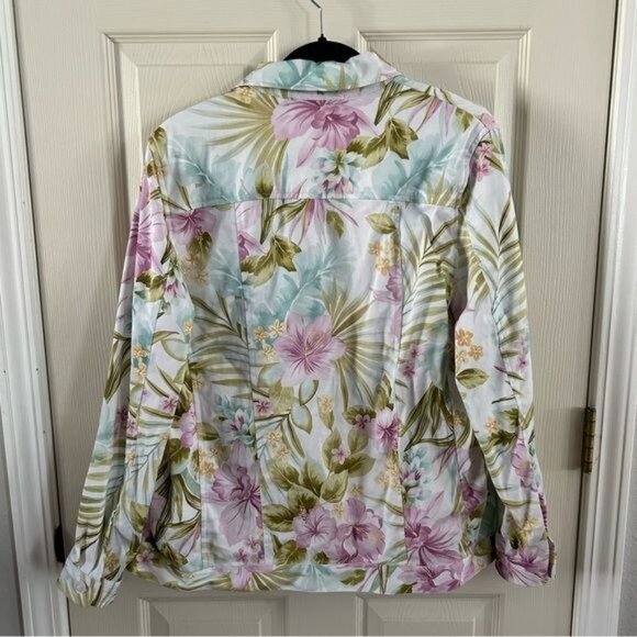 Alfred Dunner Sz 10 Floral Button Jacket Tropical Coastal Spring Summer - Picture 11 of 16